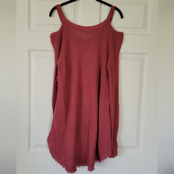 Free People Moonshine Cold Shoulder Sweater In Dusty Rose - Picture 7 of 7